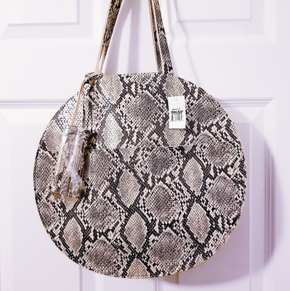 Snakeskin Round Circle Tote Purse - Picture 7 of 7